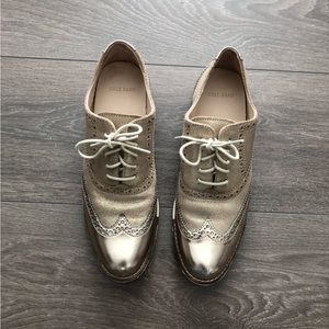 Cole Haan Two-Toned Metallic Leather Oxfords